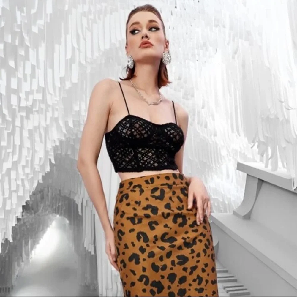 New Solid Black Bustier Soft Lace Cami Spaghetti Strap Tank Top - Picture 7 of 13